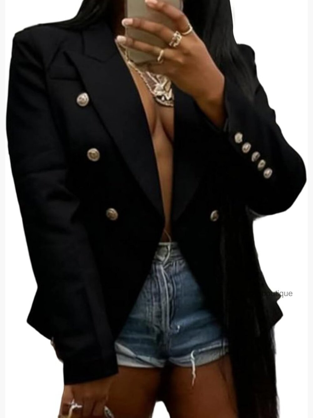 Women's Camo Blazer Jacket Long Sleeve Double Breasted Casual Coat